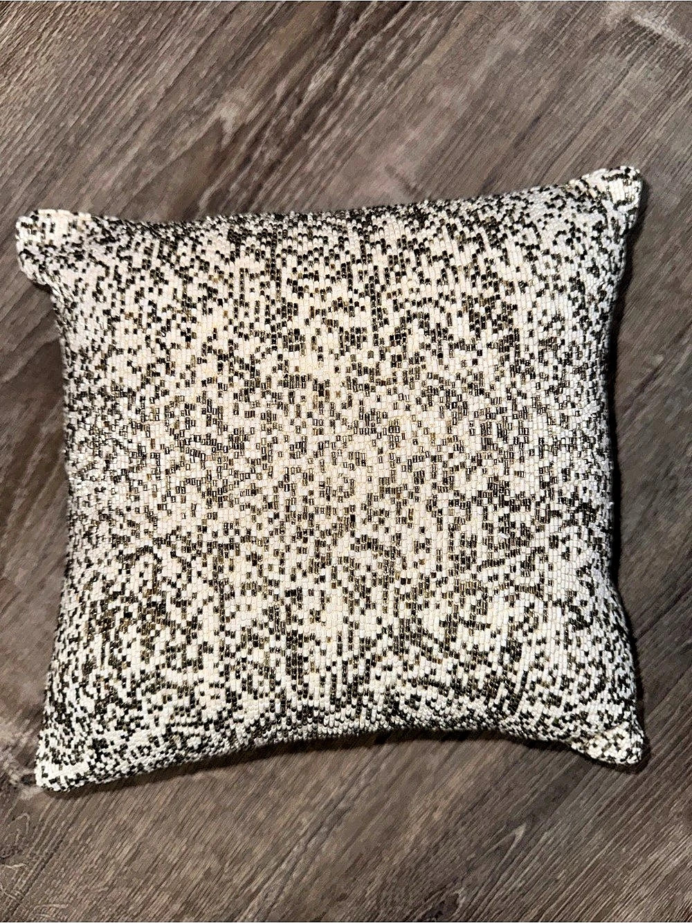 Beaded Accent Pillow in White & Black